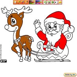 Coloring Santa Claus Reindeers Elves 1