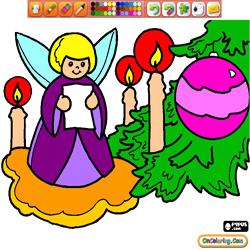 Oncoloring Christmas angels 2