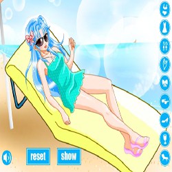 Sunbath girl on beach