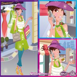 girl with mobile phone dress up
